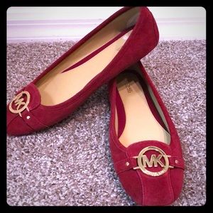 Cherry Red Suede Michael Kors Flats
